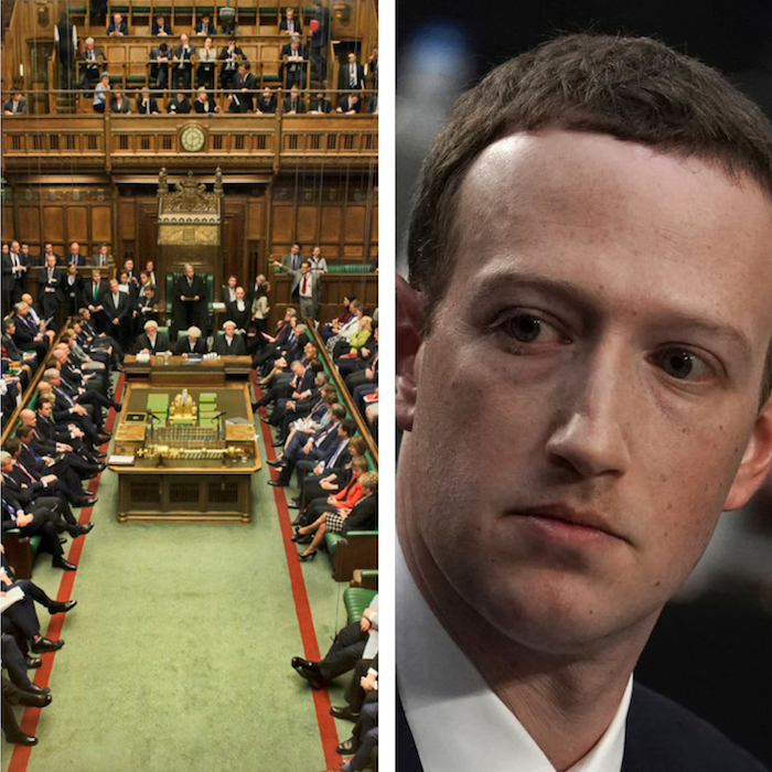 photo parlement britannique house of commons après rapport comité anti fake news qui qualifie Facebook de gangsters numériques