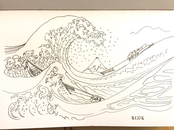 Onde hokusai le meilleur dessin mer, dessin facile et beau, la plus belle image de nature du monde