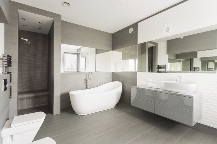 89 Design De Salle De Bain En Gris Et Blanc Tendances Pour 2019