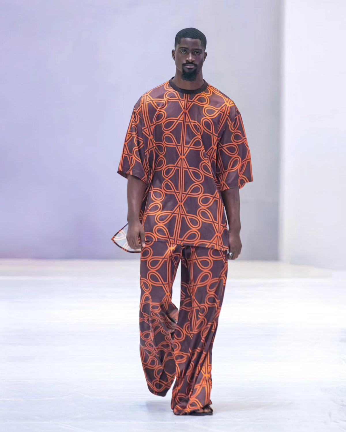 tunique homme ensemble pantalon motifs orange vetements ethniques