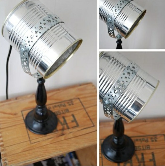 modèle de lampe sur pied à faire soi-même, comment recycler une boîte de conserve, diy lampe en canette conserve