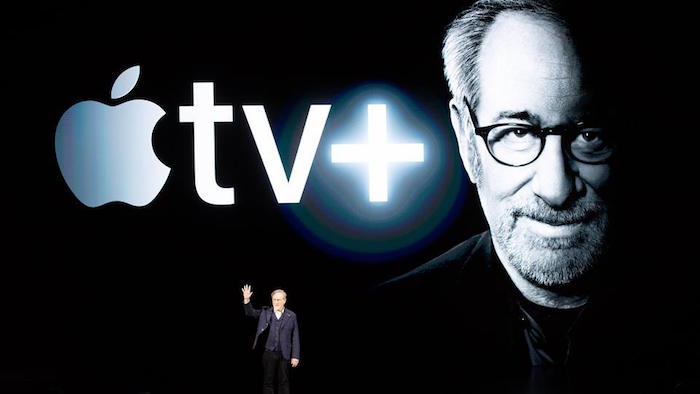 Photo de Steven Spielberg venu présenté le nouveau service de l'Apple TV Plus pendant la Apple Keynote 2019