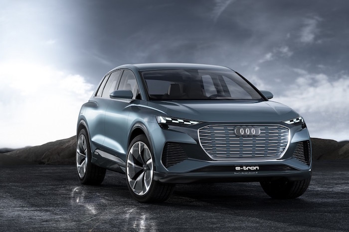 photo design Audi Q4 E-Tron SUV 100% électrique présenté au salon de l'auto de Genève 
