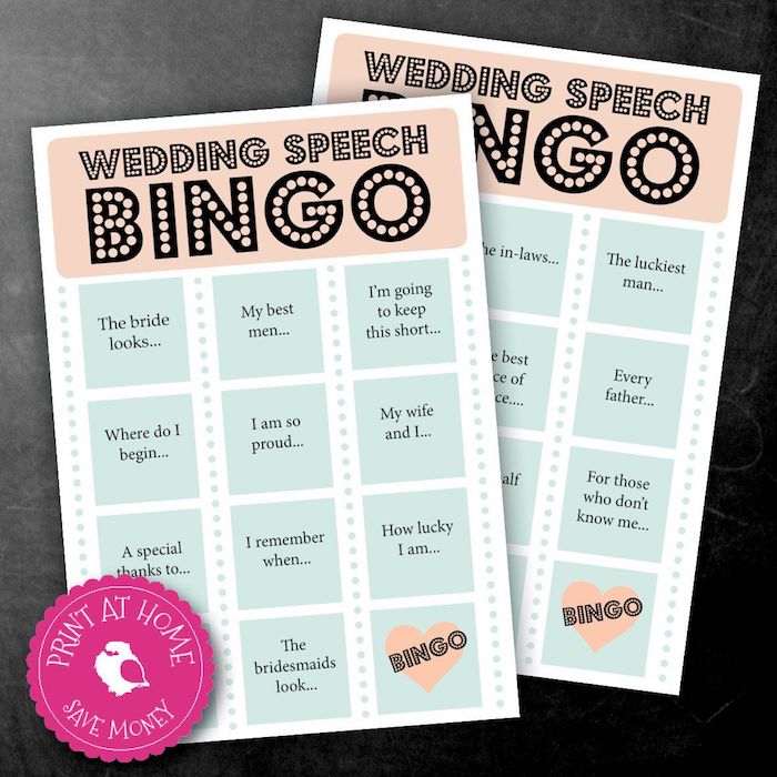 Bingo pour les toasts de mariage, fil rouge mariage, jeux soirée, comment planifier un mariage reception