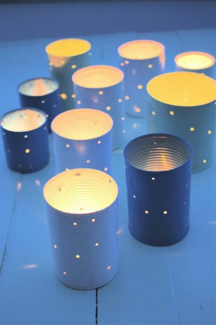 créer des lanternes lumineuses faciles en canettes, comment recycler les vieilles boîtes de conserve en lanterne