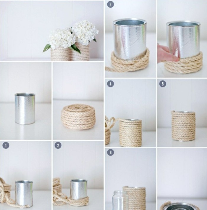tutoriel pour faire un vase original avec matériaux simples, étapes à suivre pour transformer une canette en pot à fleur