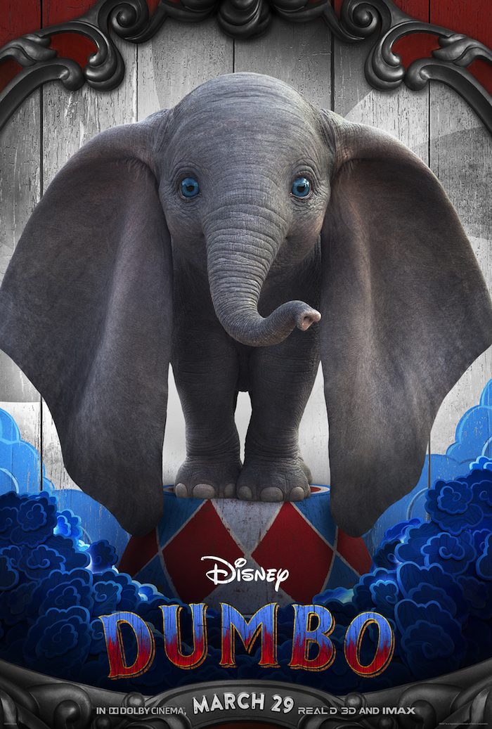 affiche du nouveau film Dumbo 2019 réalisé par Tim Burton, adaptation du classique Disney de 1941