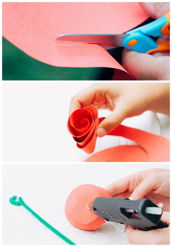 activité manuelle de printemps facile inspiré de la belle et la bête, réaliser une fleur en papier facile