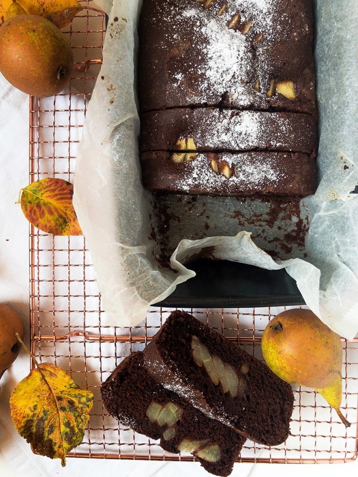 gateau au chocolat rapide et facile, cake au chocolat et aux poires sans farine idéal pour un dessert sans gluten