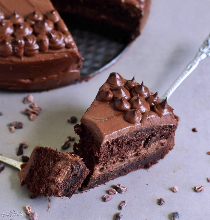 recette healthy et vegan de gateau au chocolat rapide, gâteau aux chocolat à la courgette sans beurre et sans gluten