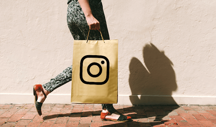 photo d'un sac de shopping avec le logo Instagram pour illustrer le lancement de l'option d'achat instantané Checkout