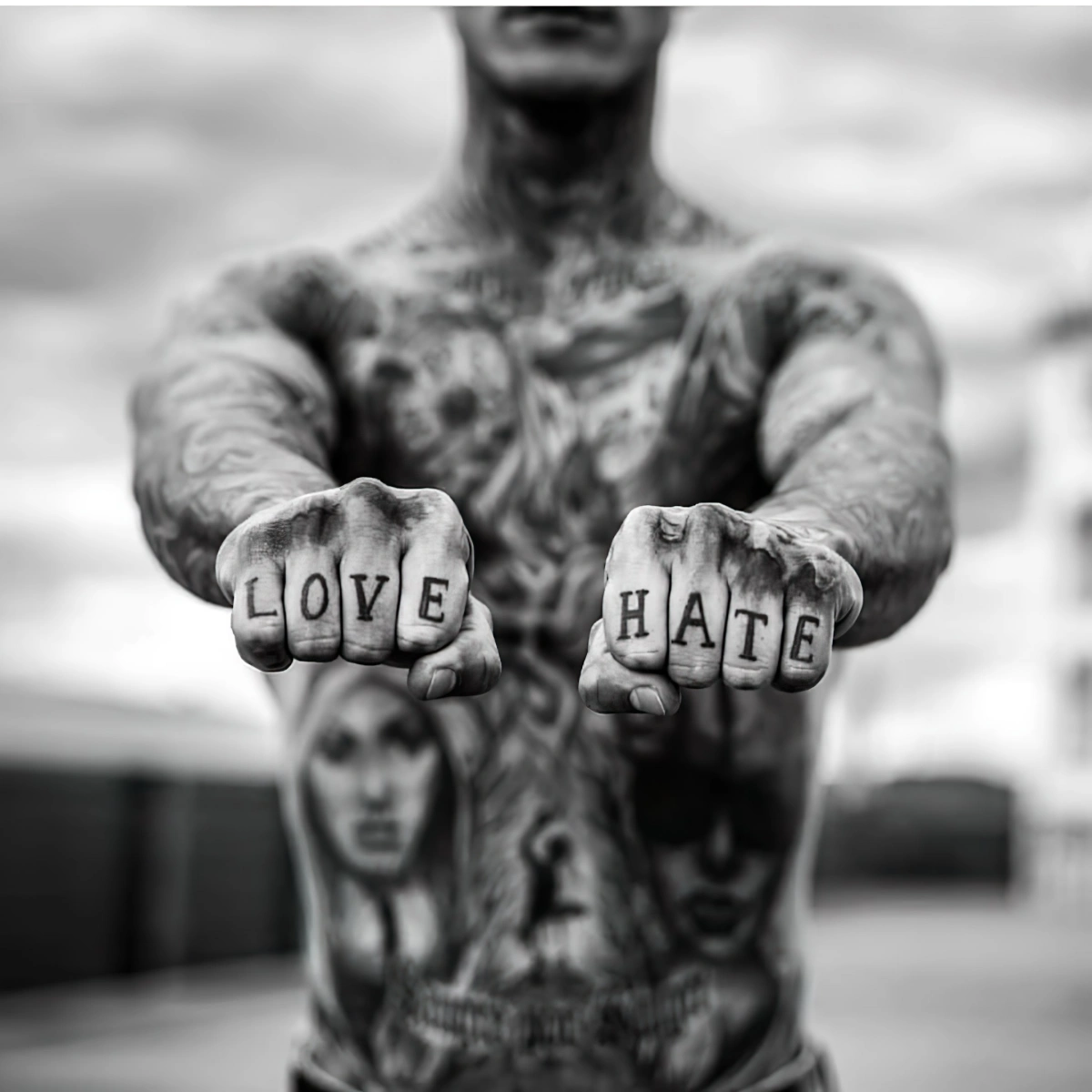 tatouage doigt homme symbole lettres mots dessin corporel