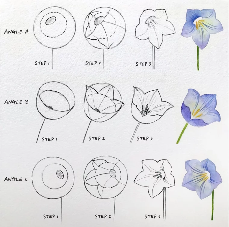 tutoriel dessin de fleurs facile formes geometriques cercles