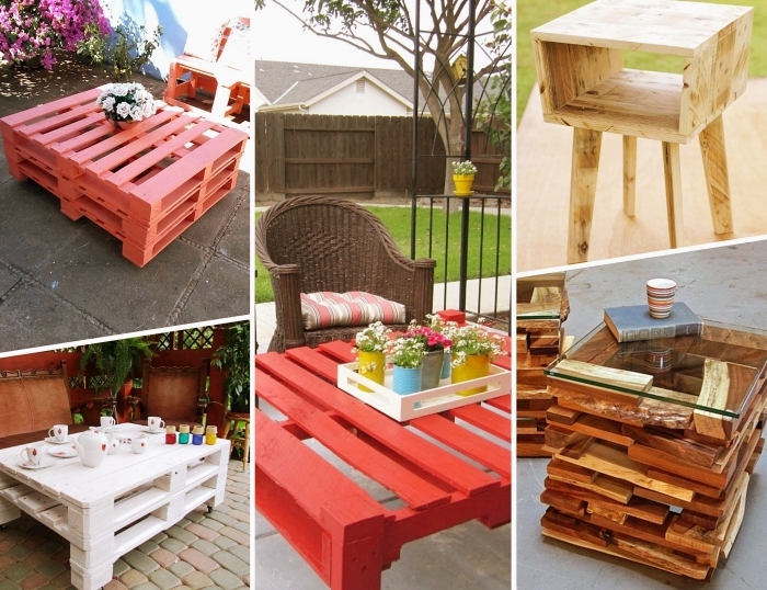 comment relooker un meuble en palette avec peinture, modèles de petite table de jardin fait maison, mobilier de jardin diy