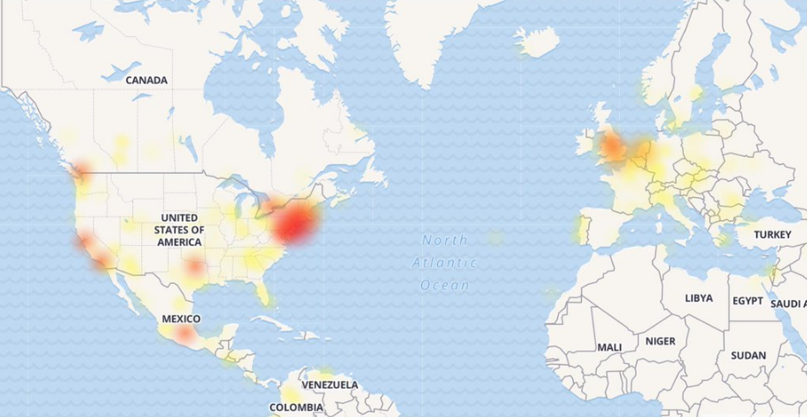 carte des signalements de la grande panne Facebook et Instagram le 13 avril dans le monde