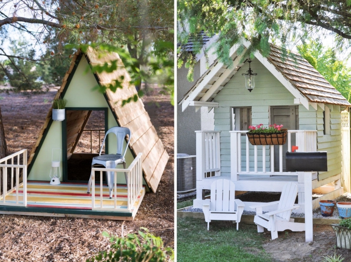 idee palette recyclé en forme de maison de jardin, comment faire une petite cabane pour jeux d'enfant en bois
