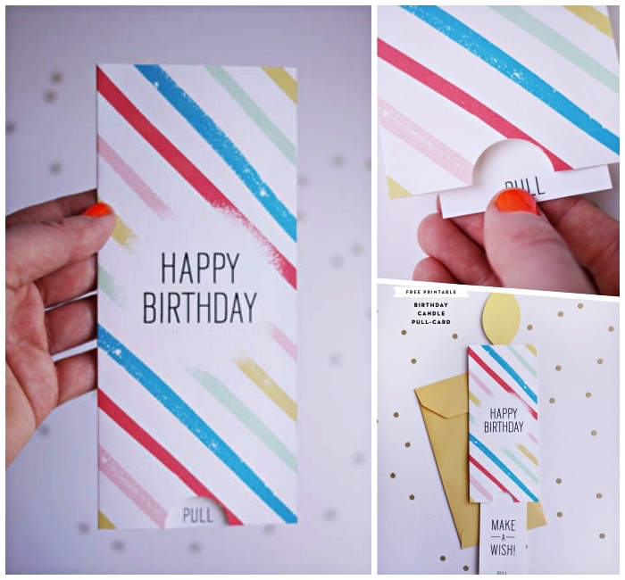 faire une carte d'anniversaire en forme de bougie à partir d'un modèle à imprimer, carte de vœux au format original en forme de bougie et son enveloppe assortie 