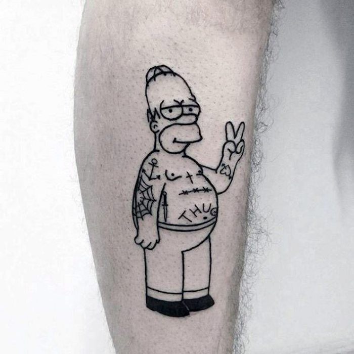 Homer thug vie tatouage animation, tatouage dessin original, swag idée à se tatouer, simpson theme tatouage