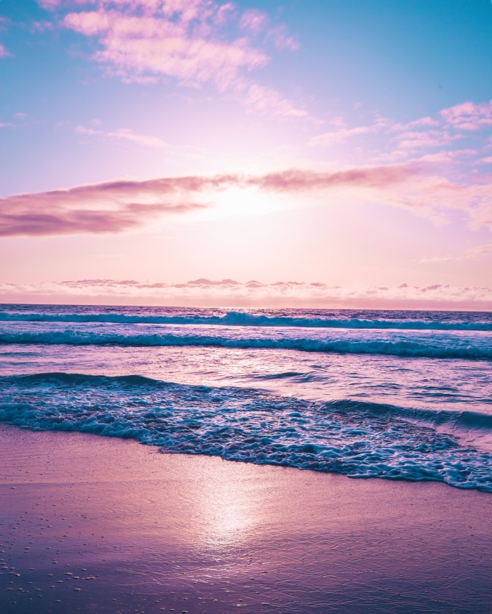 comment prendre de magnifiques photos au lever du soleil, exemple wallpaper rose mer pour téléphone portable