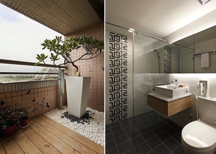 Deco salle de bain zen, les plus belles salles de bains du monde, balcon grand avec plante verte arbre