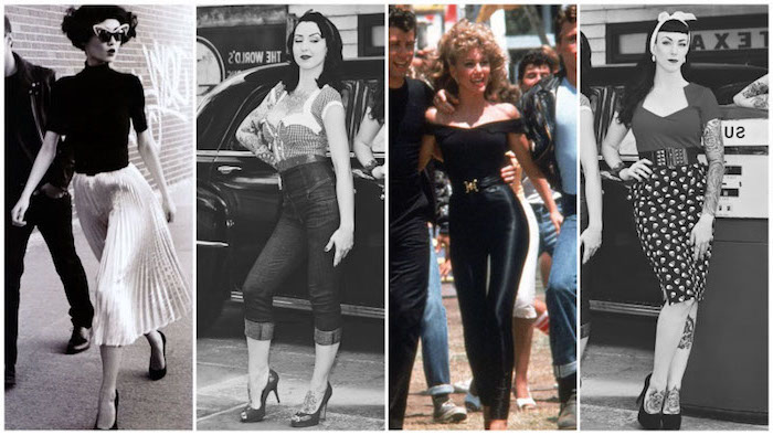 mode année 50 style rockabilly et Brillantine, le look à la mode du milieu de dernier siècle, femme année 50, mode année 50, cool tenue femme chic