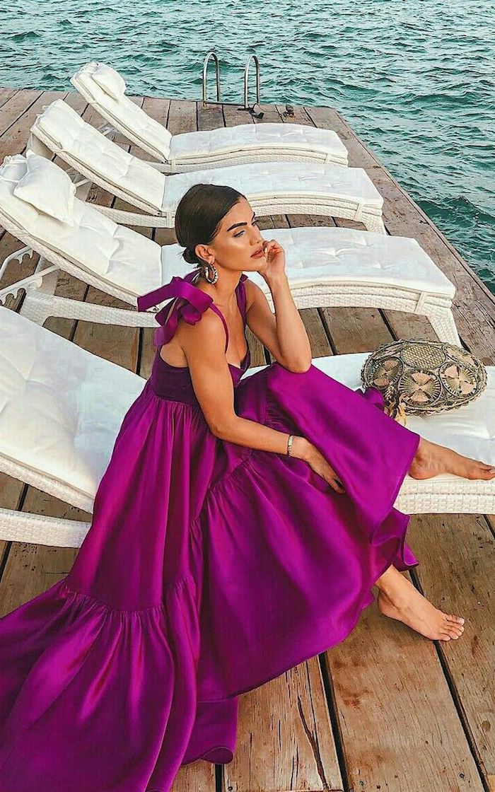 Femme chic, robe violet magnifique, au bord de la mer mariage, robe longue d'été, robe hippie chic, se sentir comme une vedette