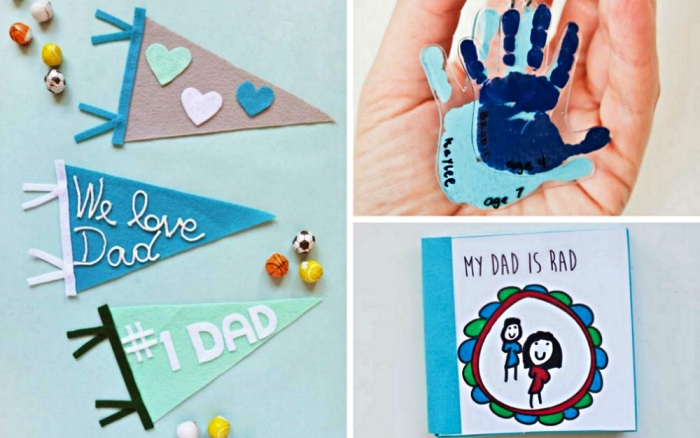 trois idées pour cadeau de fête des pères personnalisé réalisé par les plus petits, cadeau fete des peres bebe