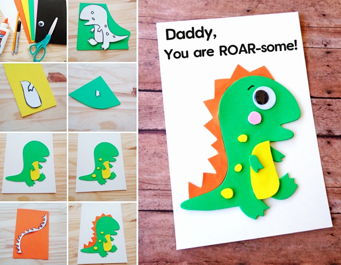 pas à pas facile maternelle, comment faire une carte avec animale en papier cartonné de couleurs, bricolage fête des pères pour tout petit