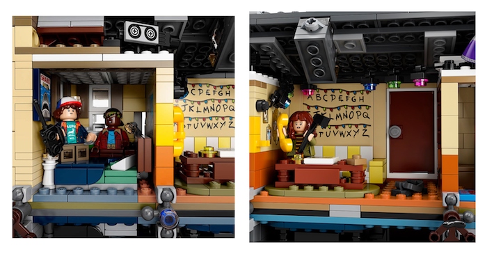 La maison de Byers dans le nouveau set de Lego Stranger Things, les enfants dans la champre, la mère et le téléphone