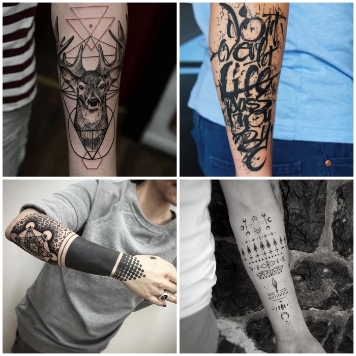 tatouage graphique, symboles, citations, cerf et un tatouage symbolique, modele de tatouage