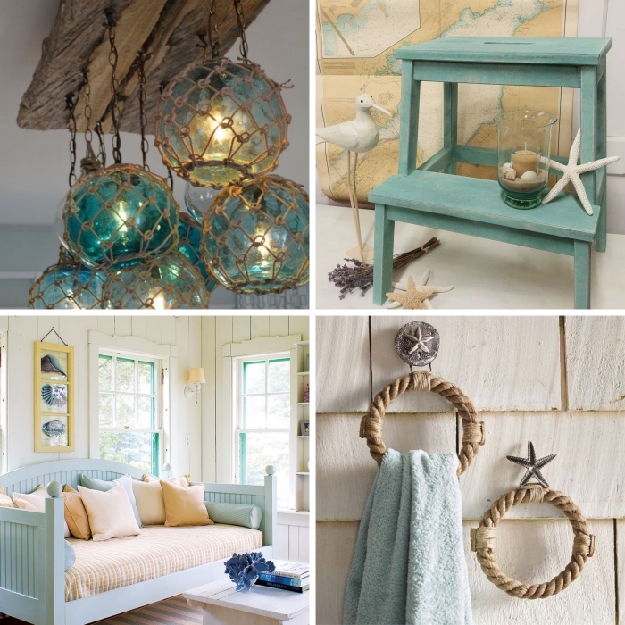quels objets pour réaliser une decoration marine, design intérieur style bord de mer avec objets DIY en corde et bois