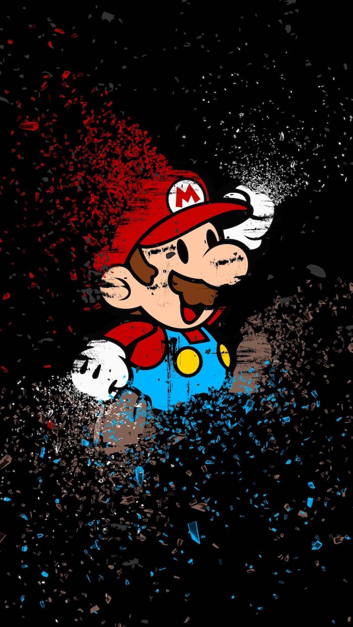 Super Mario fond d'écran iPhone à fond noir qui peut aussi faire un tatouage swag, image swag, avoir du style