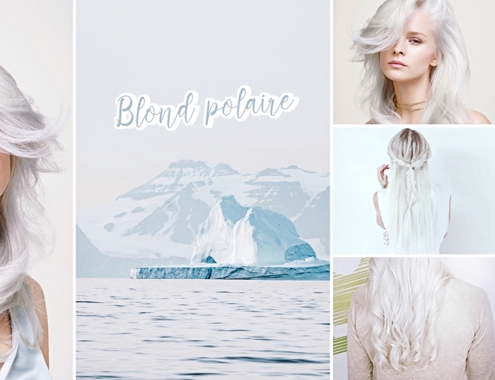 exemple de balayage blond polaire sur cheveux de base châtain foncé, technique de coloration tendance 2019