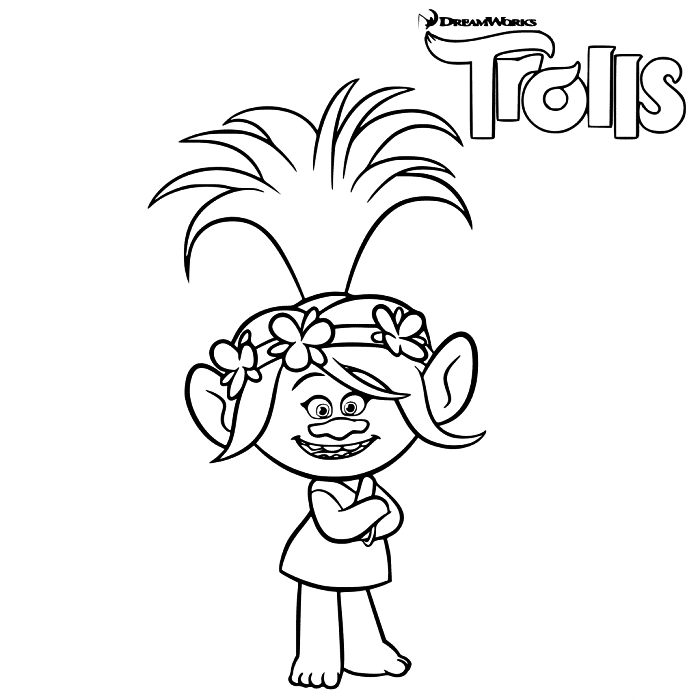 coloriage princesse poppy du dessin animé les trolls, dessin gratuit à colorier princesse poppy