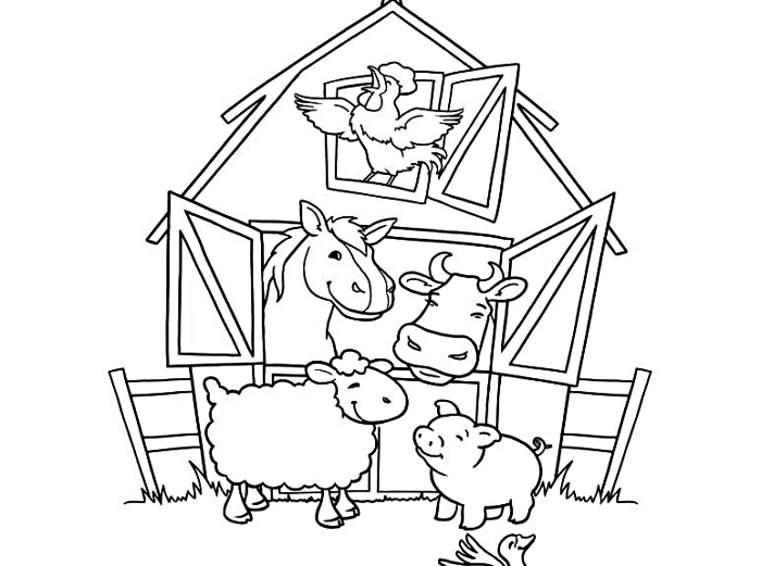 coloriage maternelle sur le thème de la ferme, dessin à imprimer pour coloriage les animaux de la ferme