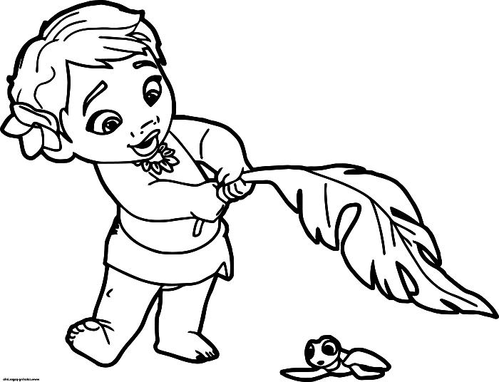 dessin de coloriage le bébé vaiana, activités de coloriage maternelle, dessin gratuit bébé vaiana à colorier