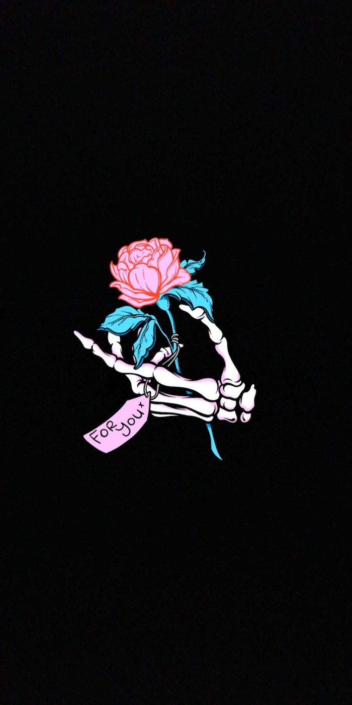 Squelette main avec rose pour toi, image swag wallpaper, photo pout fond d'écran