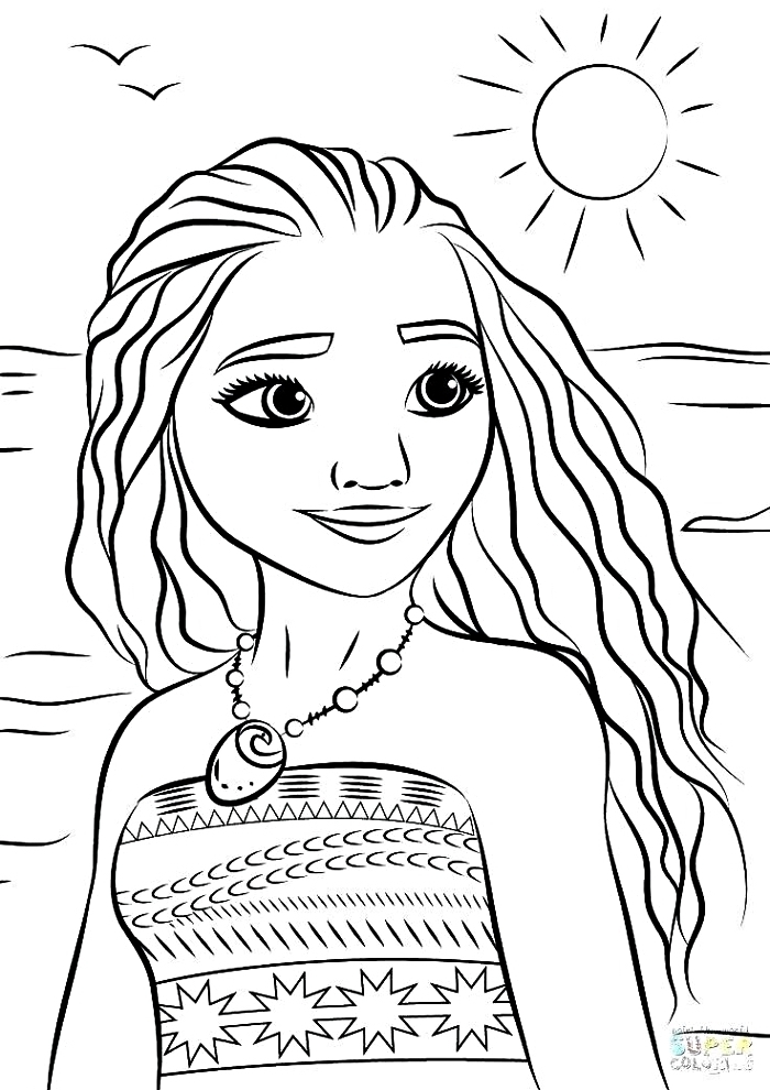 coloriage disney sur le thème vaiana, la princesse polynésienne, image a colorier vaiana, pages à colorier gratuites à imprimer princesses disney