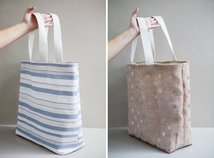 Diy facile sac deux côtés, couture facile de sac à bandoulière, idée moderne sac de plage tendance