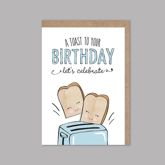 Toast sandwich dessin joyeux anniversaire, carte d'anniversaire beau design, adorable idée de dessin à copier