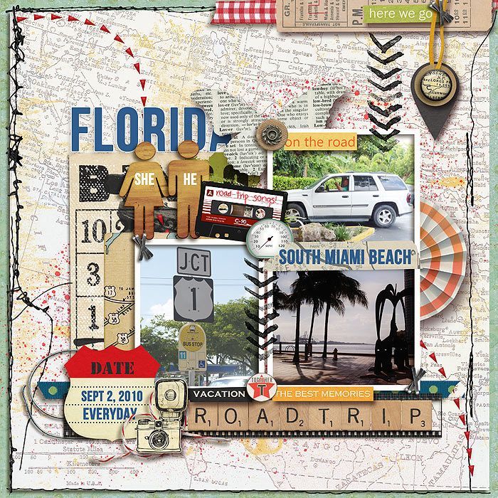 Florida vacances, idée organisation page livre scrapbooking, scrapbooking album de voyage photographies