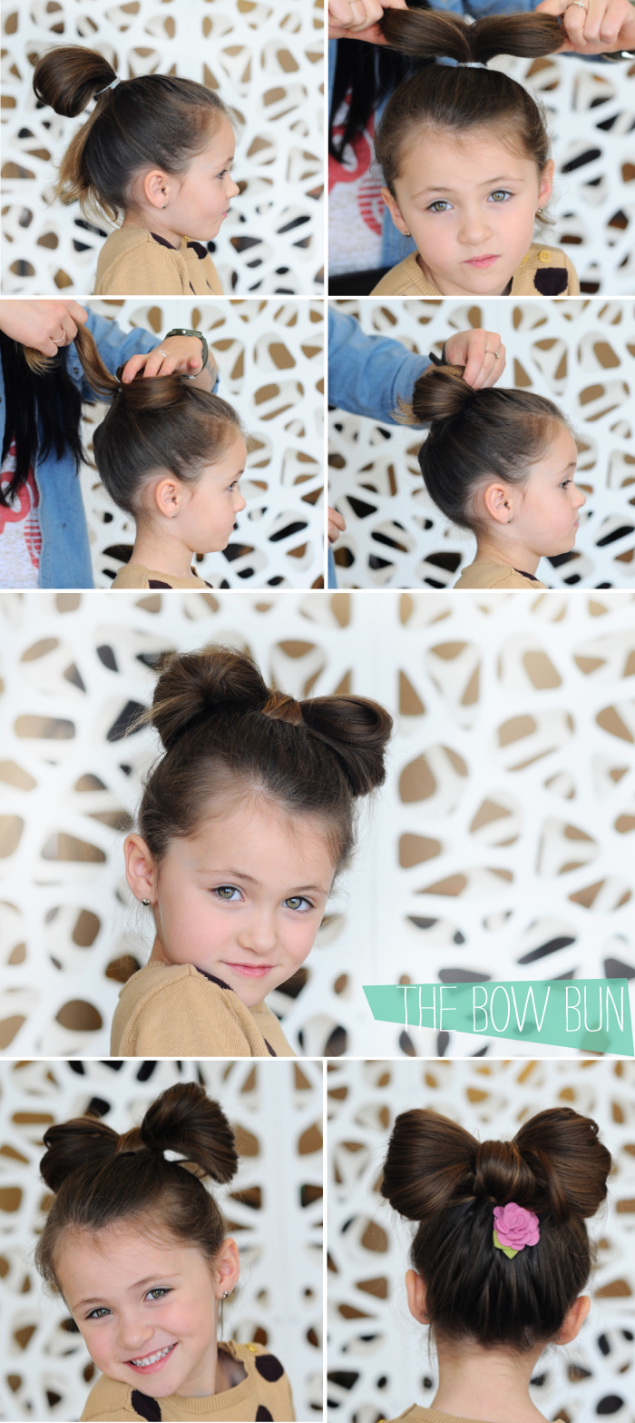 formidable-idée-de-coiffure-chignon-en-papillon-cheveux-brunes-coiffure-facile-cheveux-long-coiffure-pour-fillette-idée-accessoire-rose Simple tuto coiffure cheveux longs, tuto coiffure facile cheveux enfant, faire un papillon de cheveux