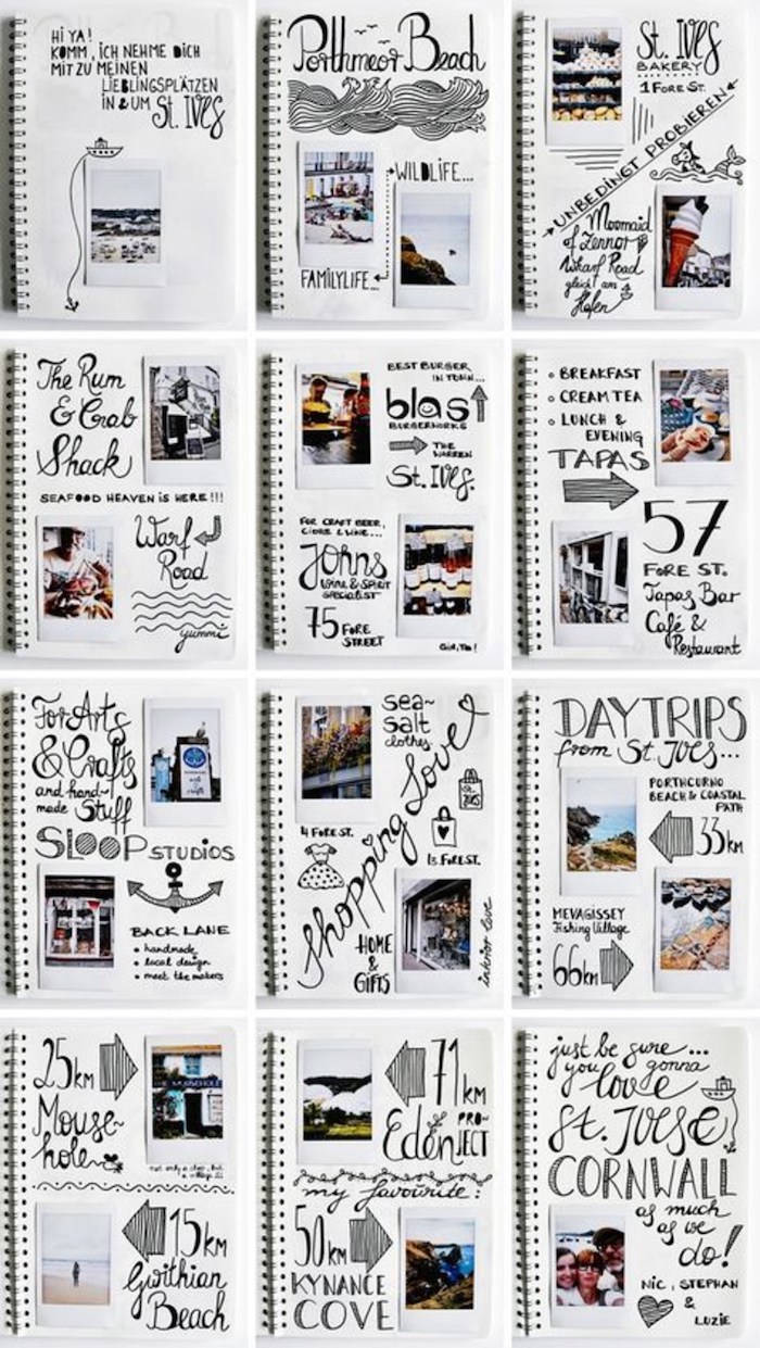 Une douzaine de pages de carnet e voyage, créer sa aesthétique simple, scrapbooking pas cher, photo album scrapbooking voyage, 
