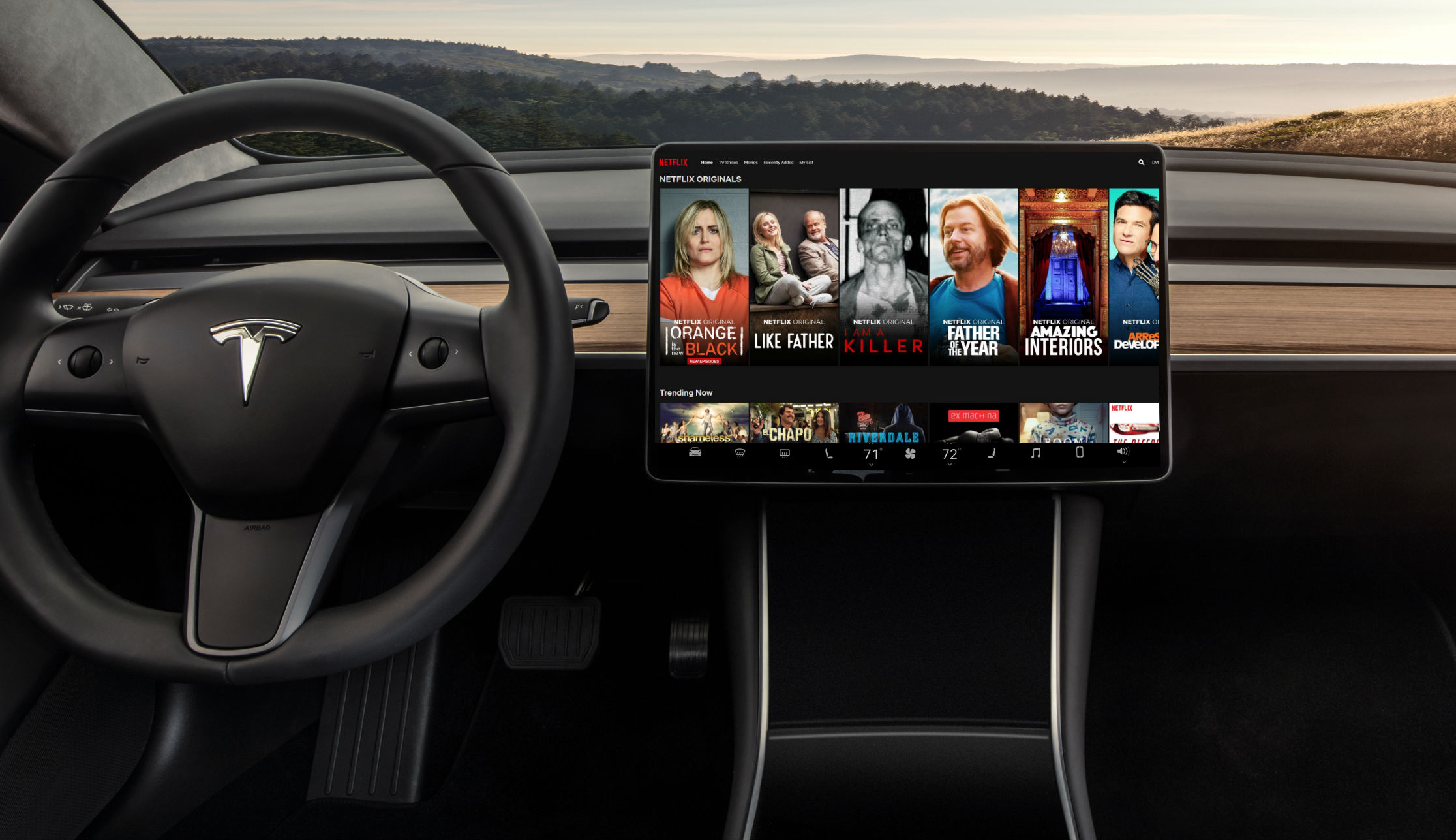 Elon Musk, PDG de Tesla, annonce l'arrivée prochaine de Netflix et Youtube à bord des voitures Tesla
