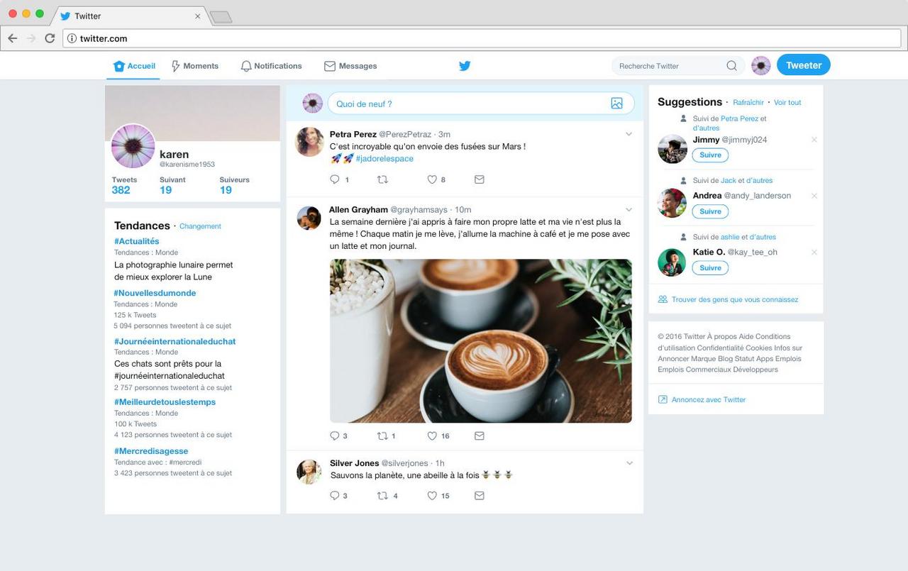 Twitter a redessiné sa version bureau en la dotant d'un design plus aéré et de nouvelles fonctions