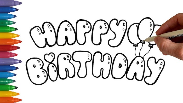 Fond à faire soi-meme, design joyeux anniversaire coloriage de texte, image joyeux anniversaire, dessin d'anniversaire