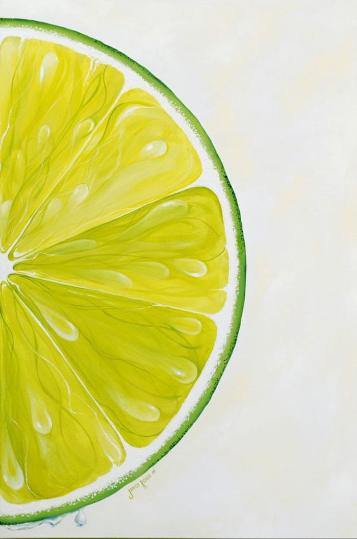 Citron vert avec goutes d'eau, modèle à dessiner, image dessin facile et très beau à l'aquarelle peinture