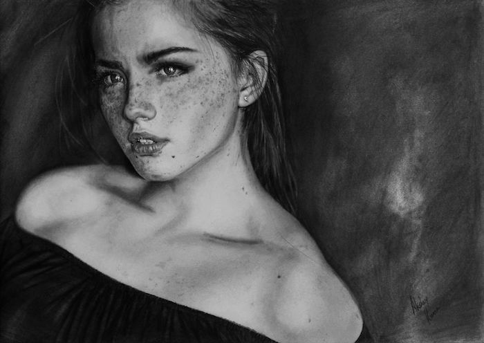 Comment dessiner une fille, apprendre a dessiner un visage, obsession avec le roux, dessin noir et blanc magnifique