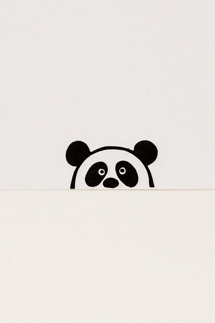 Les oreilles de l'ourson panda qui regarde caché derrière une autre page, comment dessiner des dessin, dessins à reproduire
