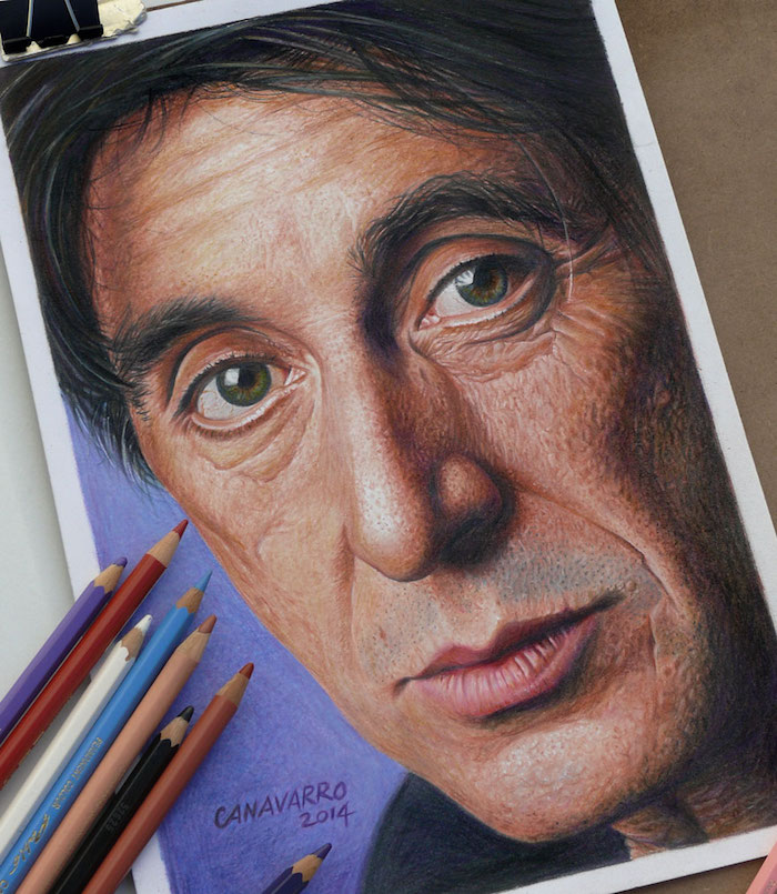 Al Pacino dessin portrait, illusion d optique dessin, beau dessin réaliste